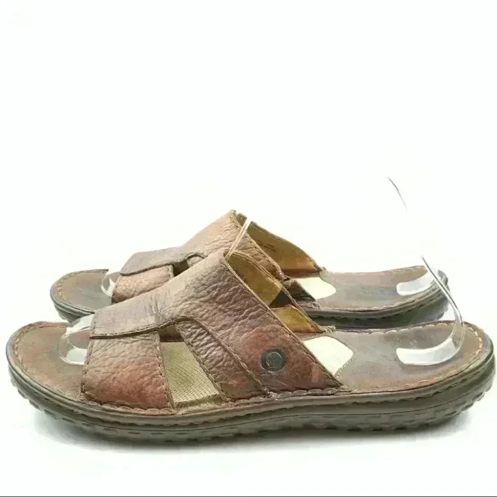 Born mens sandals sz 9 50 brown leather slip on